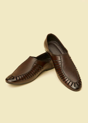 alt message - Manyavar Men Dark Brown Loafers Style Shoes